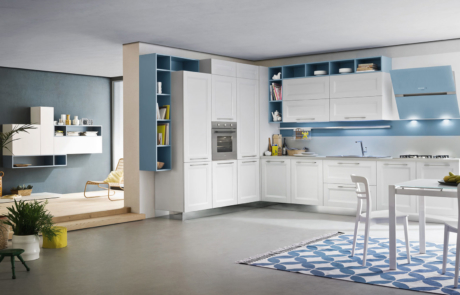 cucina moderna bianca in open space