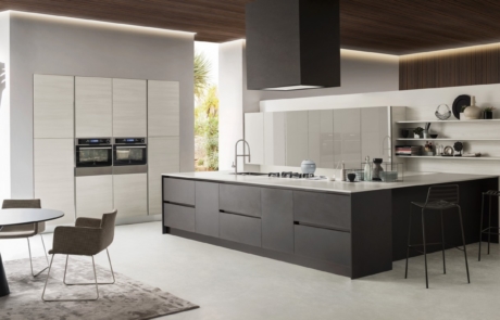 cucina con penisola in open space moderno